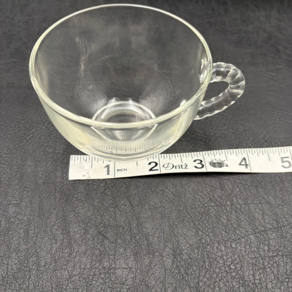 Vintage Federal Glass Homestead Snack Set 4 Plates 4 Cups Clear Wheat Pattern